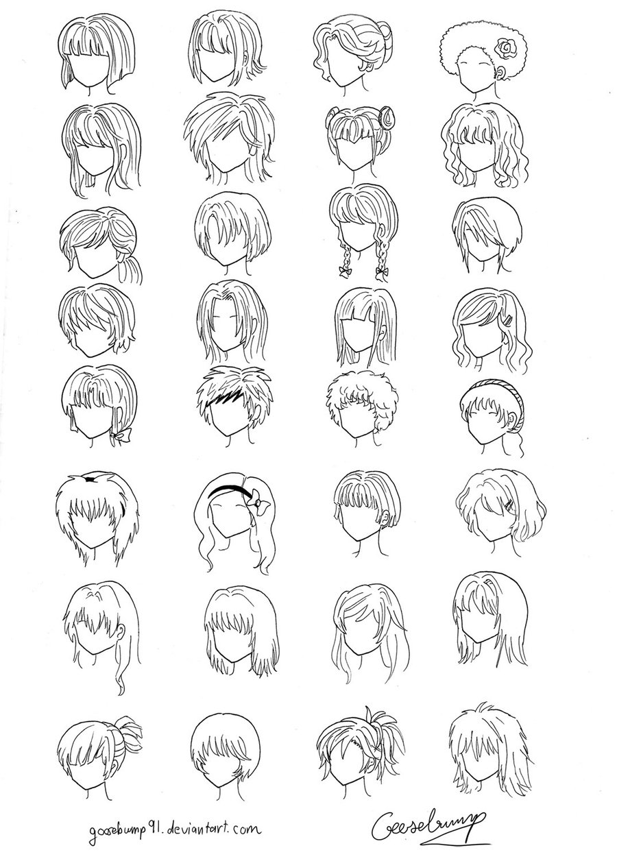 anime girl hair template